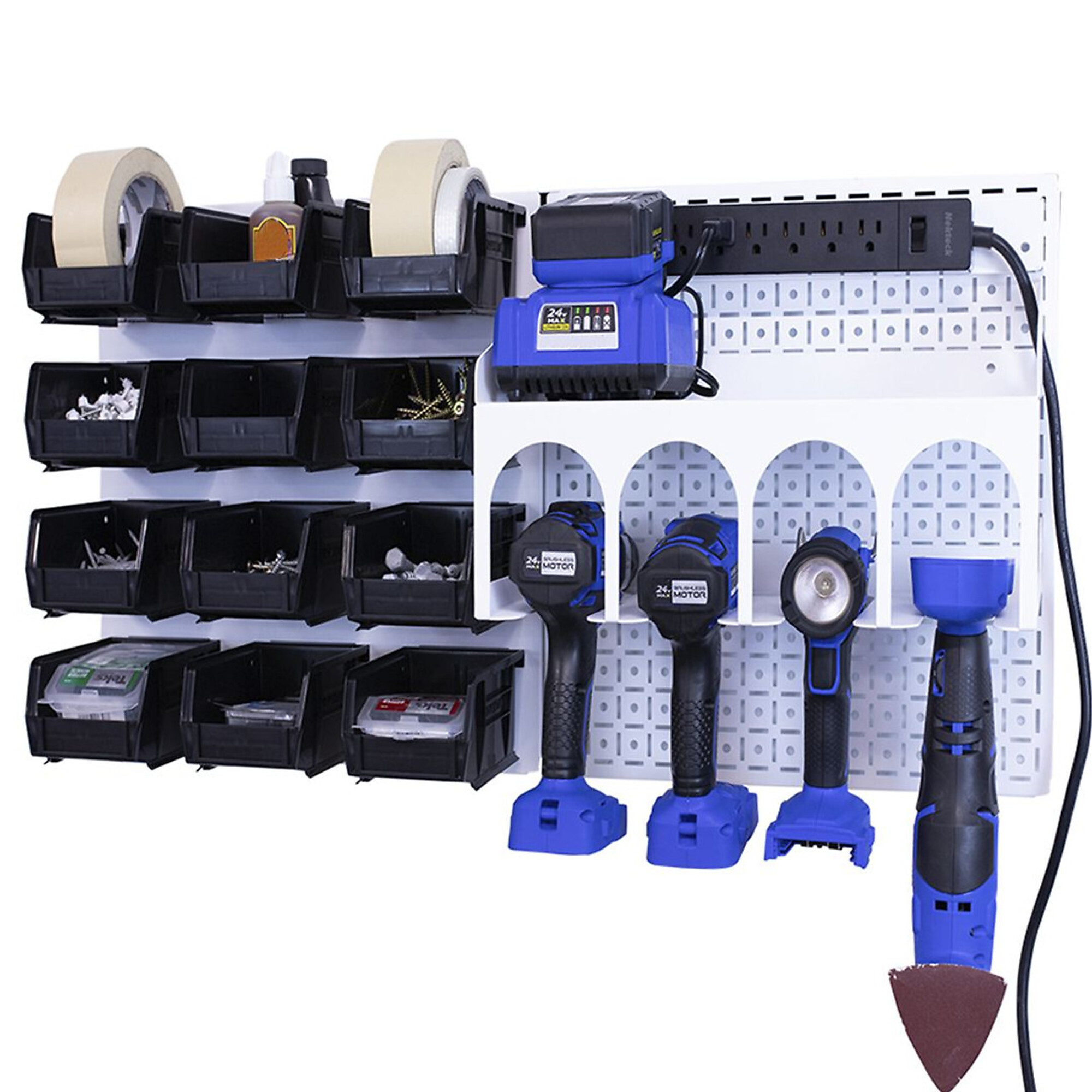 OmniWall, OmniWall metal pegboard storage kit for storage, Length 16 in, Width 16 in, Model# CGS-KIT-PST